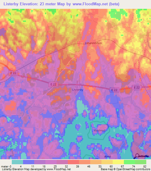 Listerby,Sweden Elevation Map