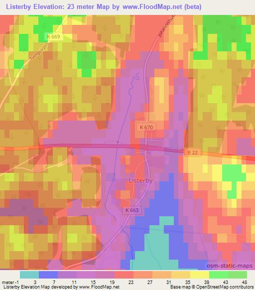 Listerby,Sweden Elevation Map