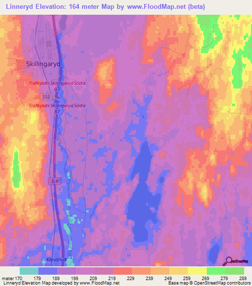 Linneryd,Sweden Elevation Map