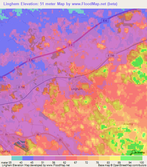 Linghem,Sweden Elevation Map