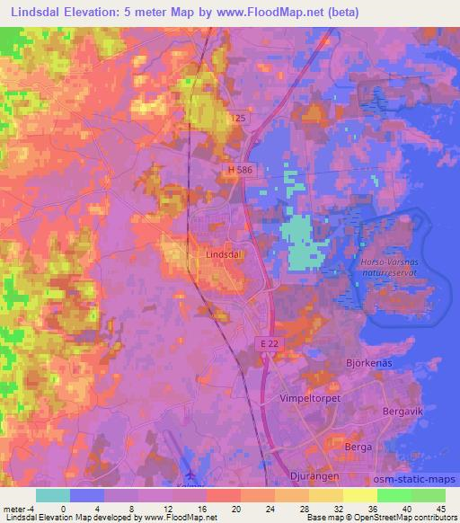 Lindsdal,Sweden Elevation Map