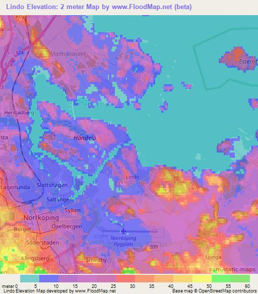 Lindo,Sweden Elevation Map