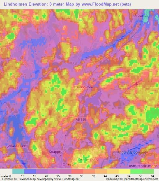 Lindholmen,Sweden Elevation Map