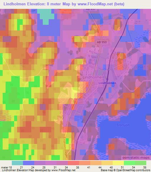 Lindholmen,Sweden Elevation Map