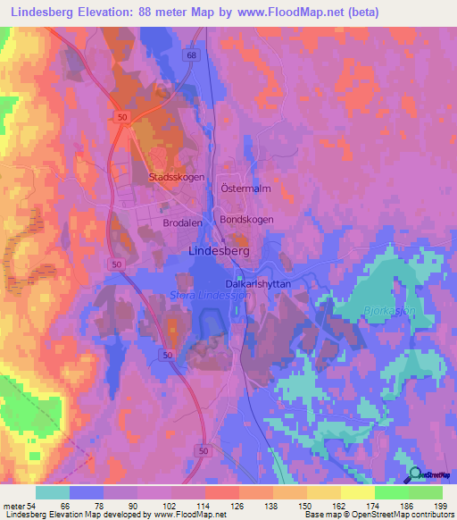 Lindesberg,Sweden Elevation Map