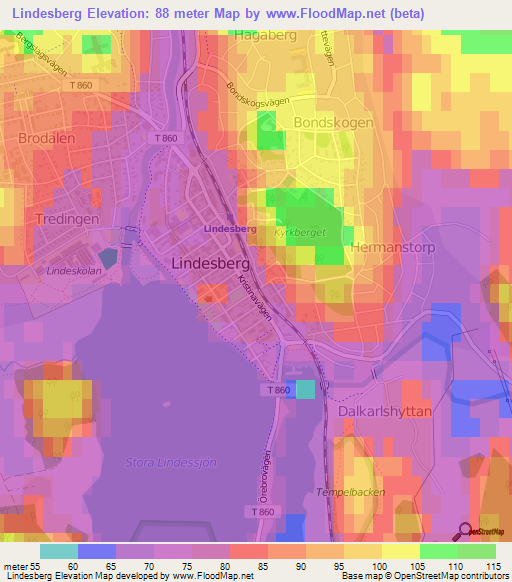 Lindesberg,Sweden Elevation Map