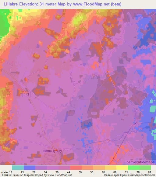 Lillakre,Sweden Elevation Map