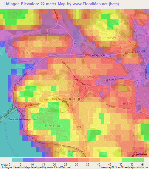 Lidingoe,Sweden Elevation Map