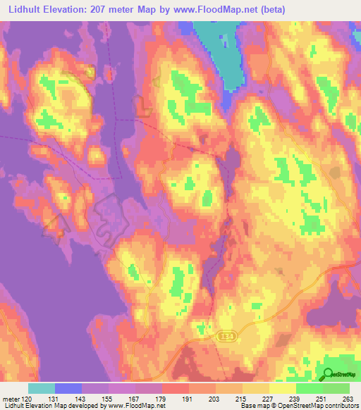 Lidhult,Sweden Elevation Map