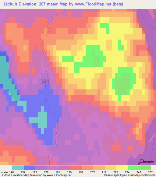 Lidhult,Sweden Elevation Map