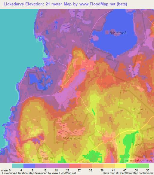 Lickedarve,Sweden Elevation Map