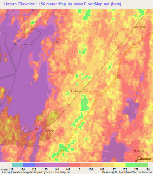 Liatorp,Sweden Elevation Map