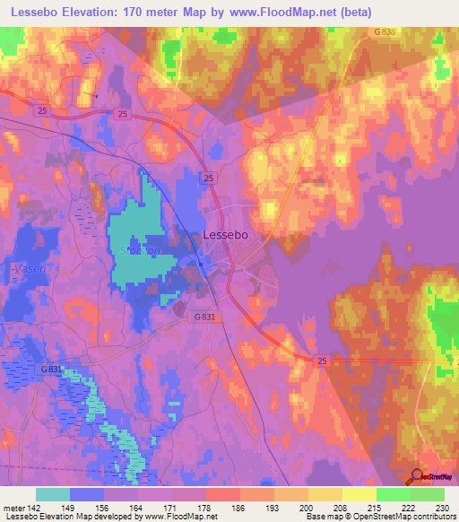 Lessebo,Sweden Elevation Map