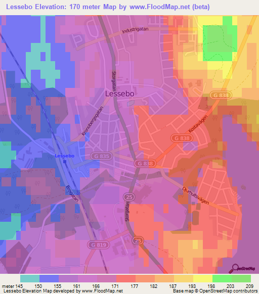 Lessebo,Sweden Elevation Map