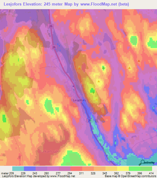 Lesjofors,Sweden Elevation Map