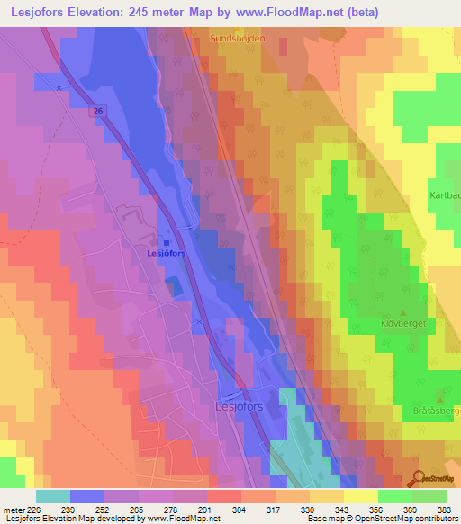 Lesjofors,Sweden Elevation Map