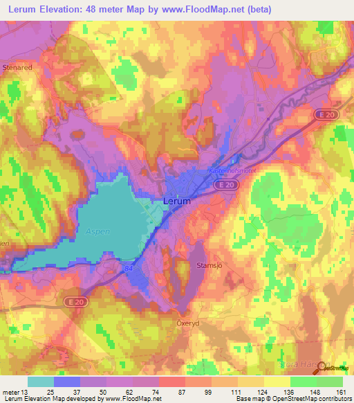 Lerum,Sweden Elevation Map