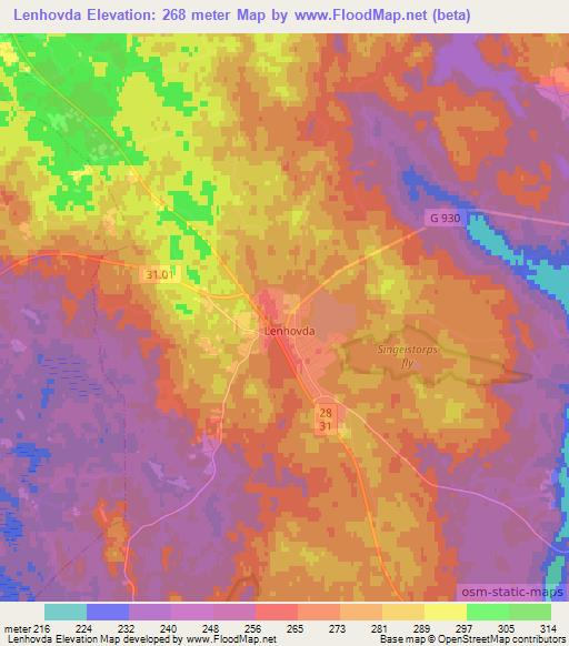 Lenhovda,Sweden Elevation Map