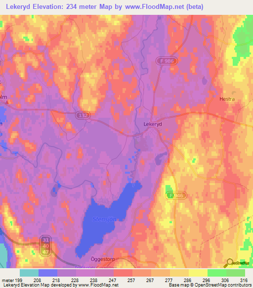 Lekeryd,Sweden Elevation Map