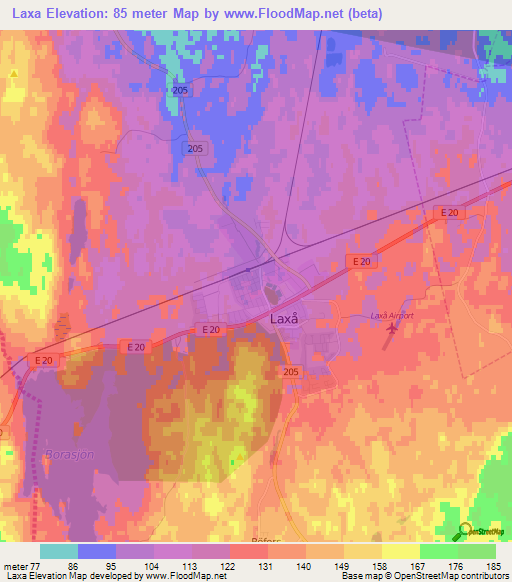 Laxa,Sweden Elevation Map