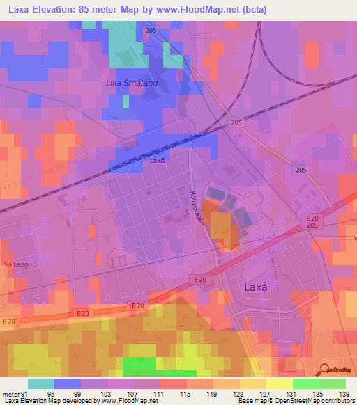 Laxa,Sweden Elevation Map