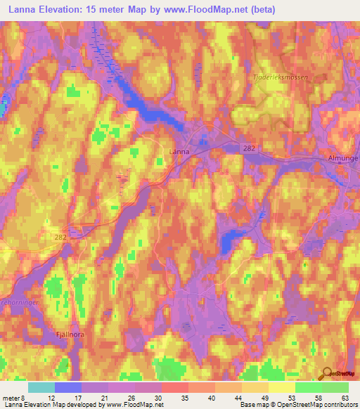 Lanna,Sweden Elevation Map