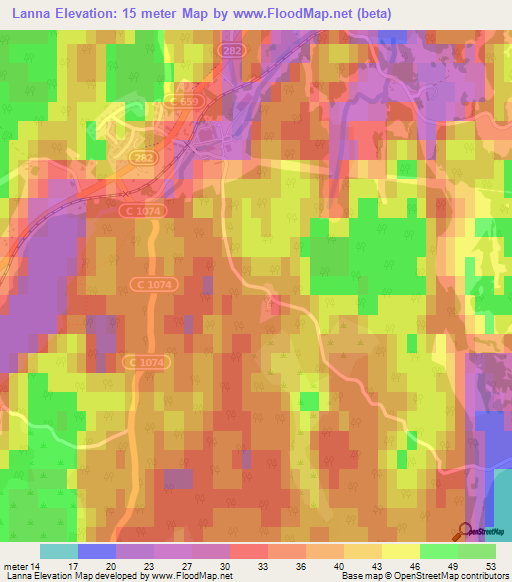 Lanna,Sweden Elevation Map