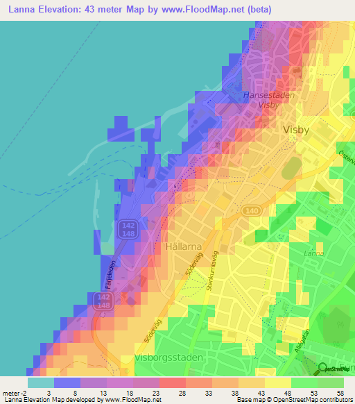 Lanna,Sweden Elevation Map