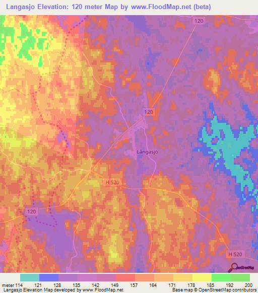 Langasjo,Sweden Elevation Map