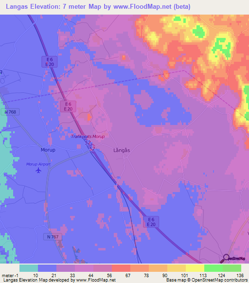 Langas,Sweden Elevation Map