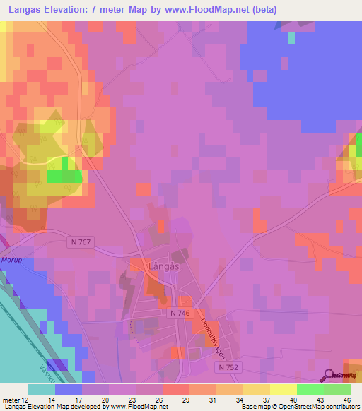 Langas,Sweden Elevation Map