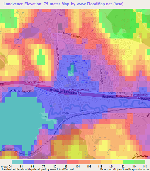 Landvetter,Sweden Elevation Map