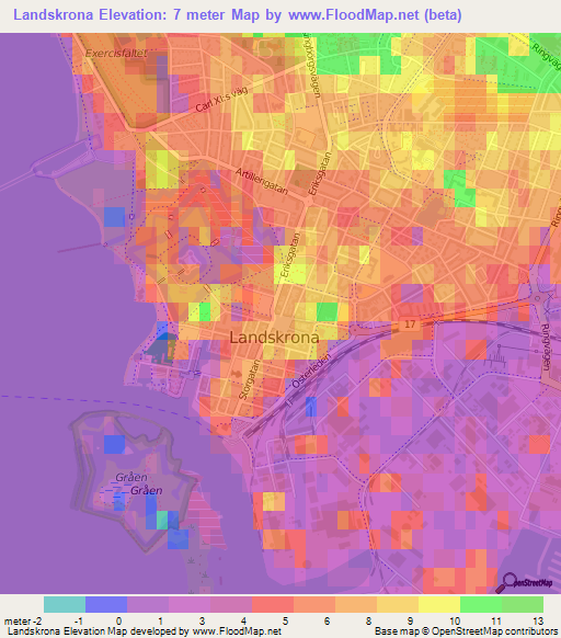 Landskrona,Sweden Elevation Map