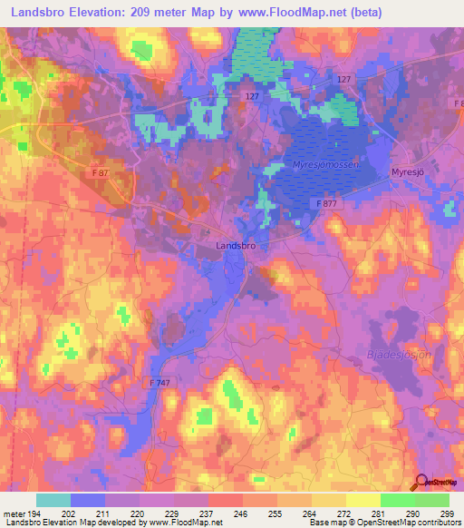 Landsbro,Sweden Elevation Map