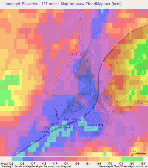 Landeryd,Sweden Elevation Map