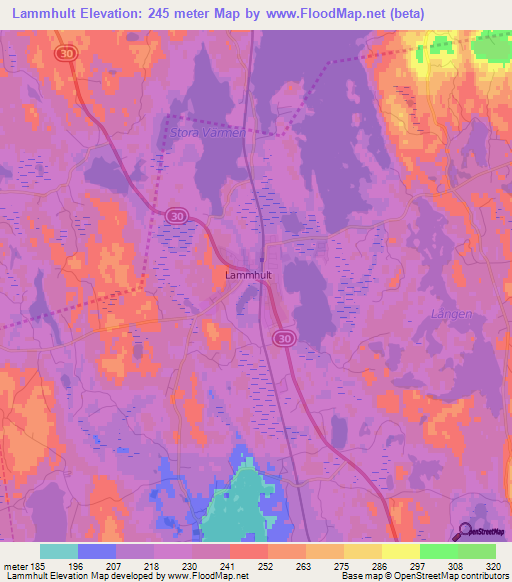 Lammhult,Sweden Elevation Map