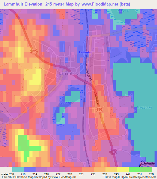 Lammhult,Sweden Elevation Map