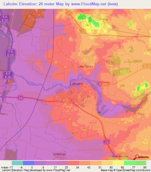 Laholm,Sweden Elevation Map