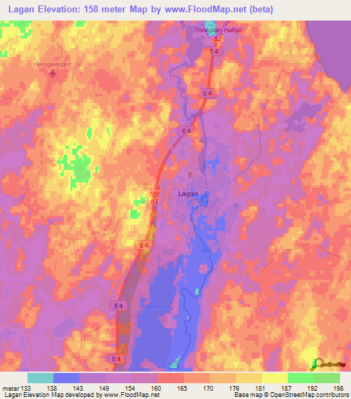 Lagan,Sweden Elevation Map