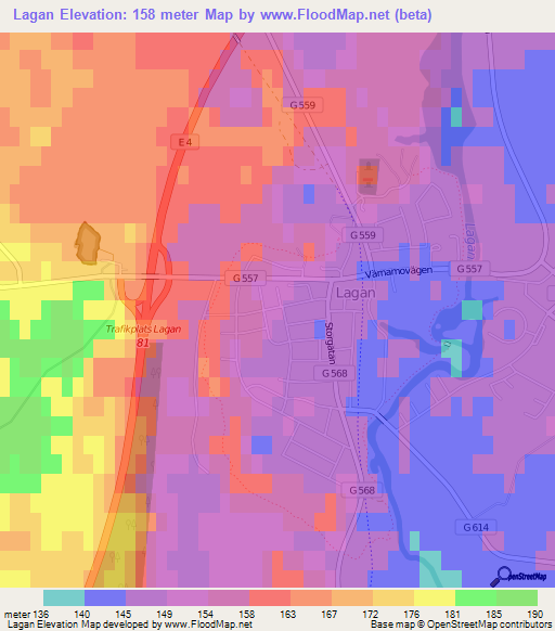 Lagan,Sweden Elevation Map