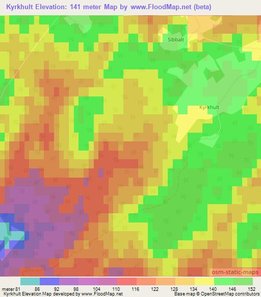 Kyrkhult,Sweden Elevation Map