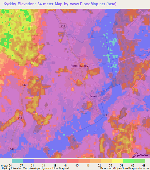 Kyrkby,Sweden Elevation Map