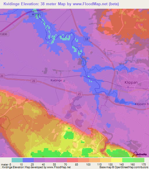 Kvidinge,Sweden Elevation Map