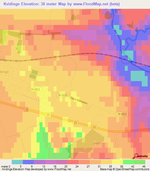 Kvidinge,Sweden Elevation Map