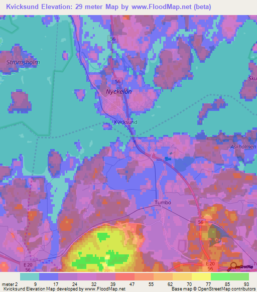 Kvicksund,Sweden Elevation Map