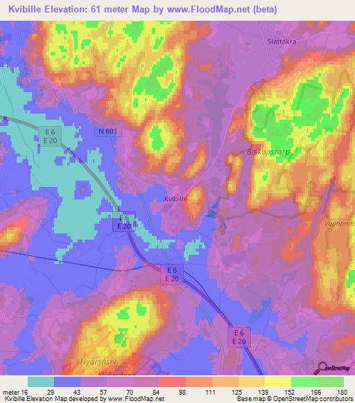 Kvibille,Sweden Elevation Map