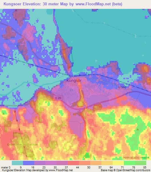 Kungsoer,Sweden Elevation Map