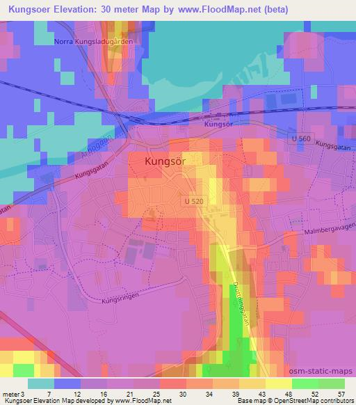 Kungsoer,Sweden Elevation Map