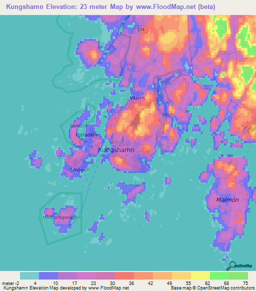 Kungshamn,Sweden Elevation Map