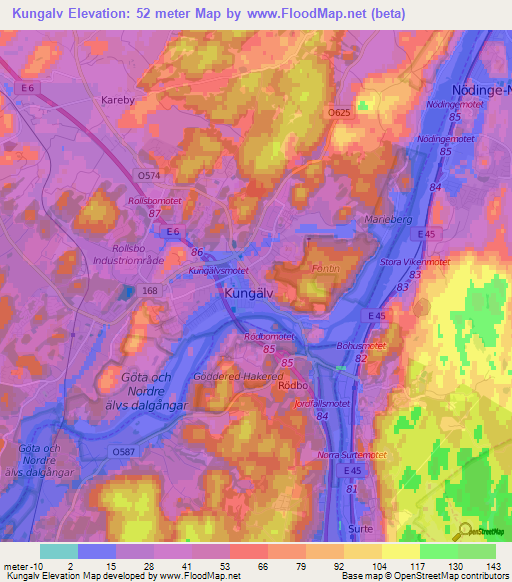 Kungalv,Sweden Elevation Map